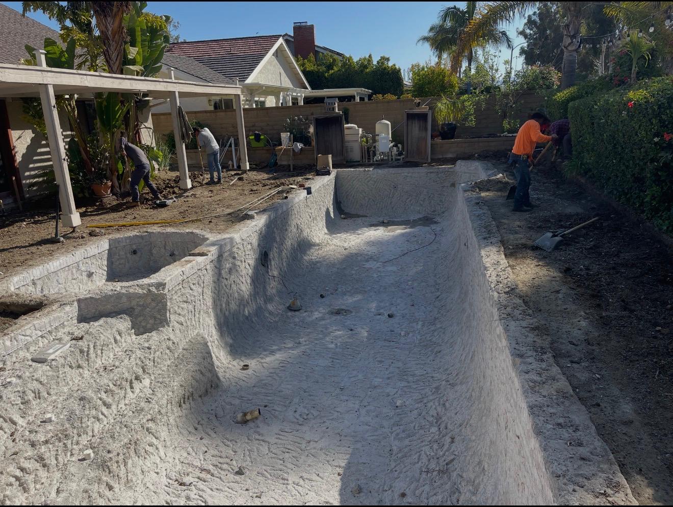 Pool surface stripped and prepared for renovation